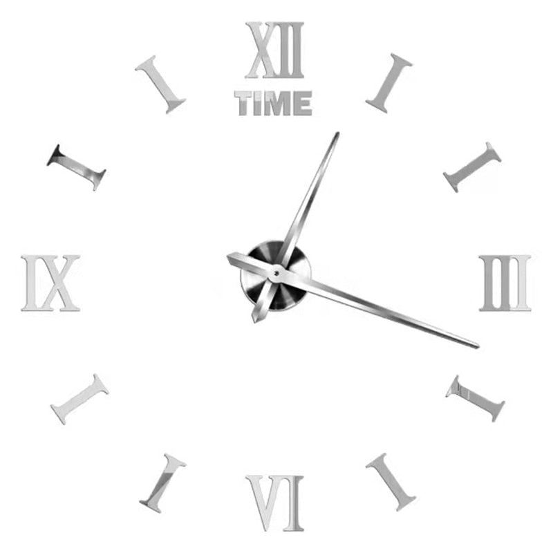 New 3D Roman Numeral Acrylic Mirror Wall Clock