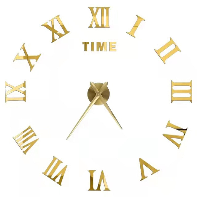 New 3D Roman Numeral Acrylic Mirror Wall Clock