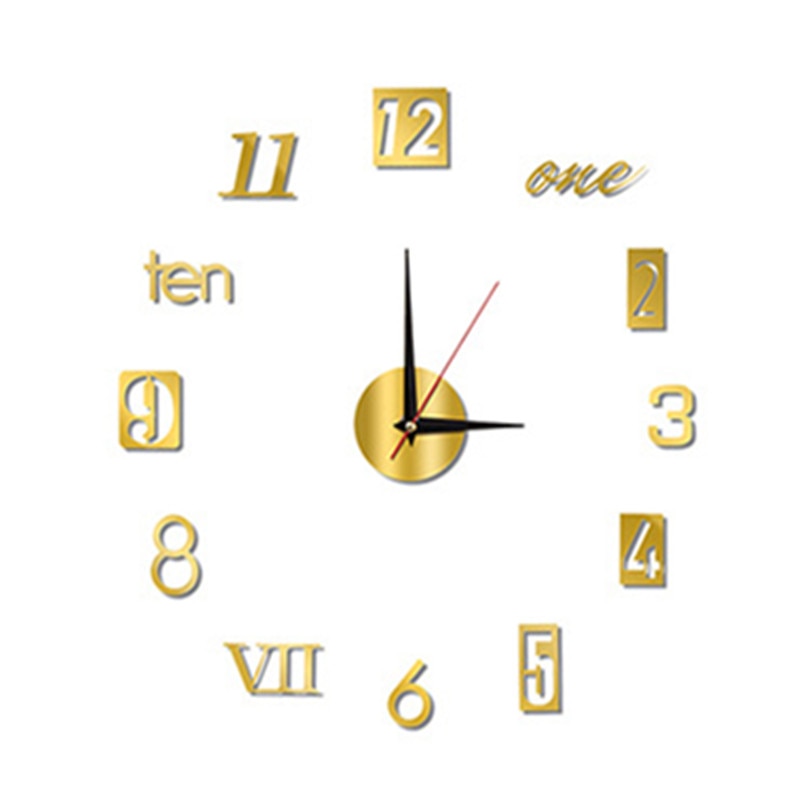 New 3D Roman Numeral Acrylic Mirror Wall Clock