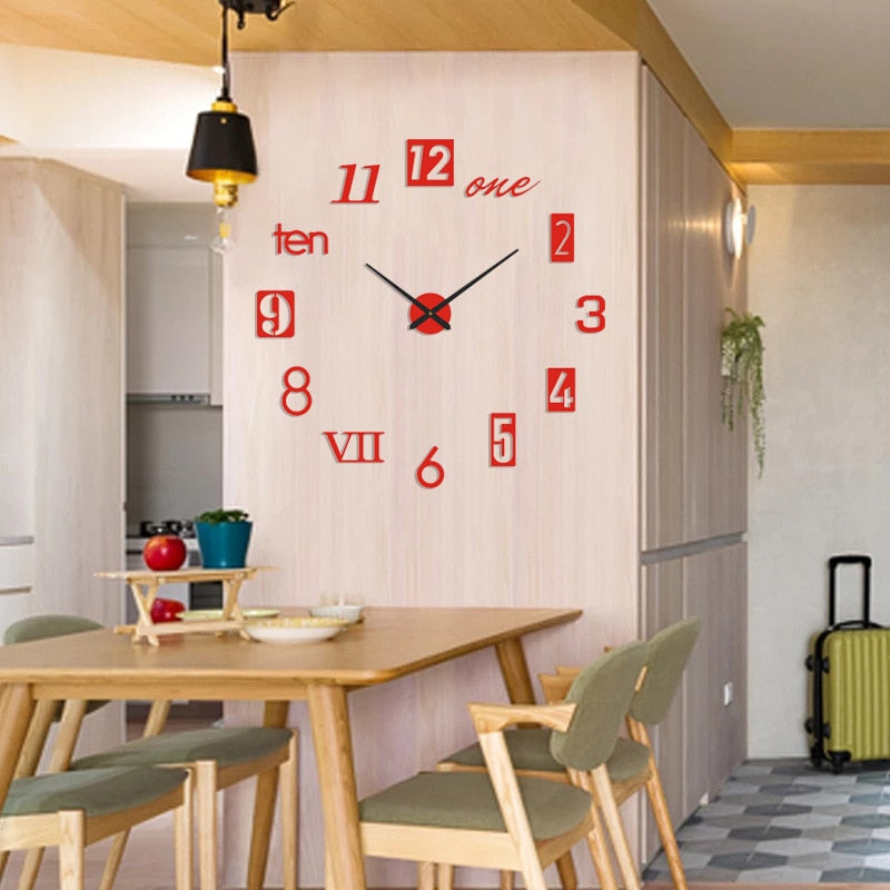 New 3D Roman Numeral Acrylic Mirror Wall Clock